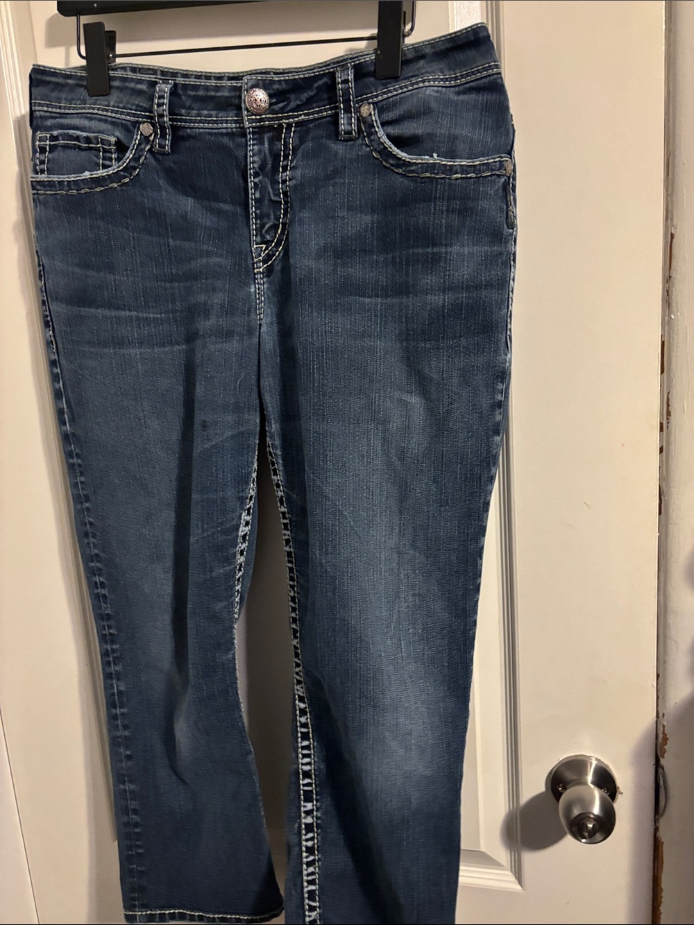 Silver Jeans Blue Washed Straight Leg Jean Capris